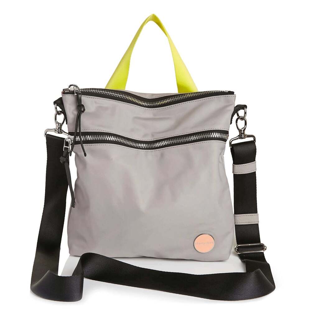 shortyLOVE Amuse Medium Crossbody Bag in Grey with Yellow Handle
